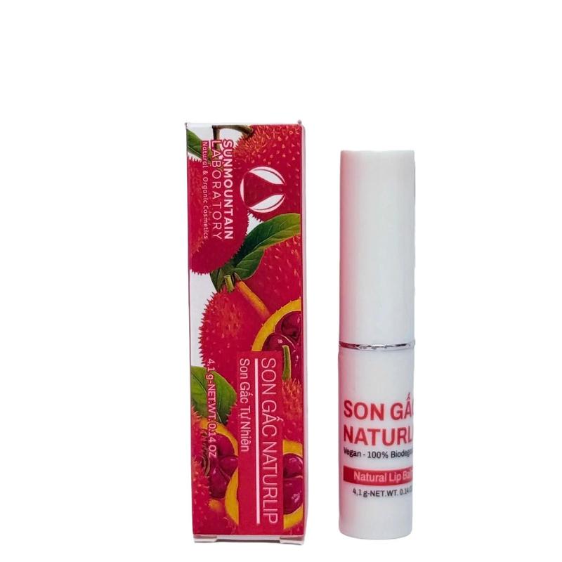 Việt Nam Son dưỡng môi có màu hữu cơ thuần chay mùi thơm dịu nhẹ màu gấc tự nhiên giữ ẩm cả ngày.