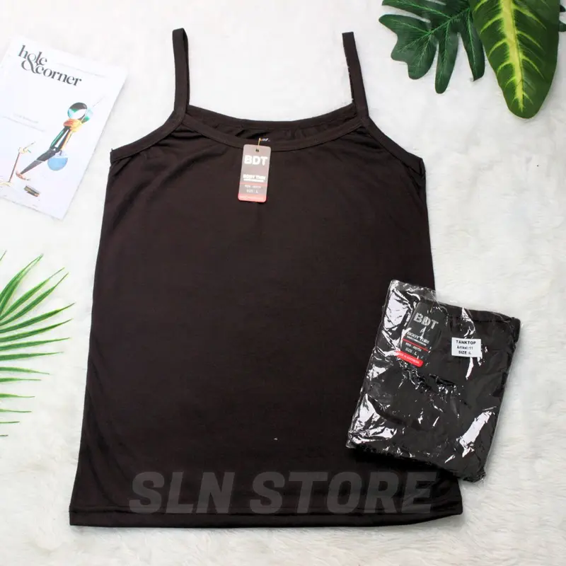 TANKTOP PREMIUM WANITA BODYTHIN / SINGLET PEREMPUAN TALI KECIL TANK TOP L - XL - XXL Hitam Putih Navy Pink Tebal Nyaman 4