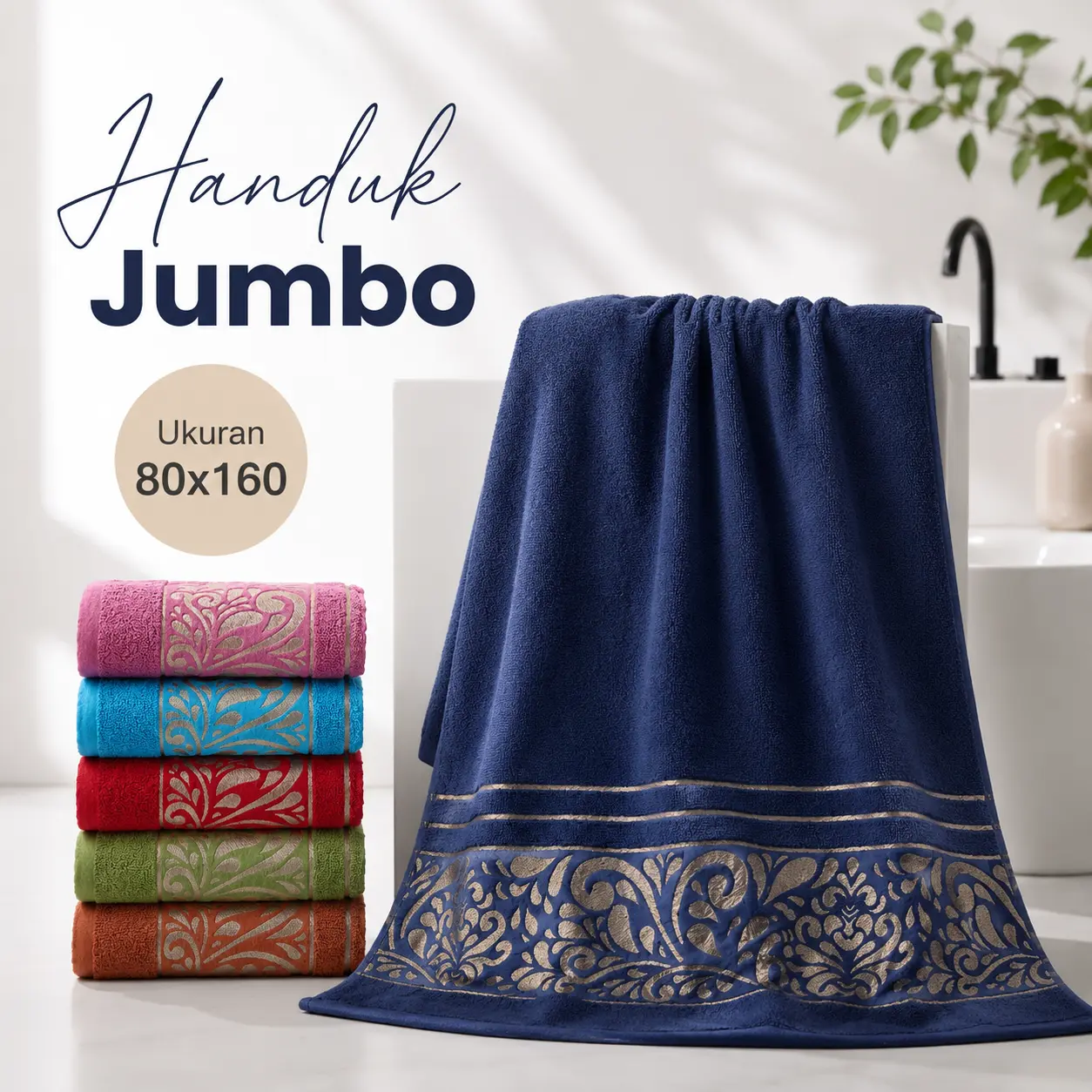Handuk Mandi Jumbo Katun Dewasa Ukuran 80x160 cm - Sandy Collection