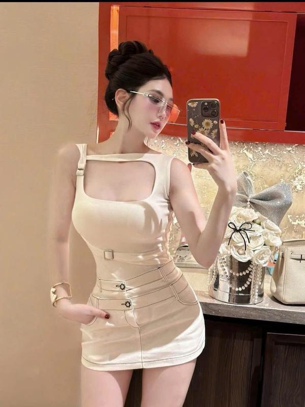 Sét Áo Khoét Ngực Gợi Cảm Phối Quần 2 Cạp Chỉ Nổi - Thinhhanstore