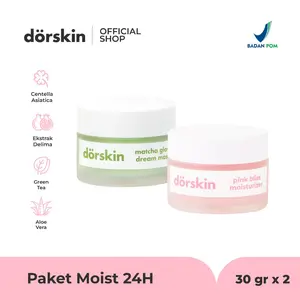 Dorskin Anti-Acne & Brightening Duo - Matcha Glow Dream Mask + Pink Bliss Moisturizer 2in1 Acne Care + Brightening Perawatan Wajah Berjerawat Kusam Kering Mengandung Niacinamide