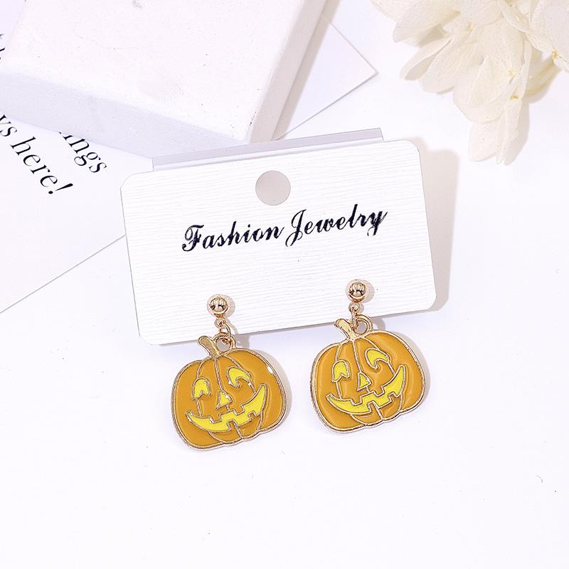 Product Introduction of 925 Silver Needle Halloween Earrings for Women Students Ghost Pumpkin Witch Pendants Drop Ear Jewelry 20