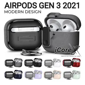 Casing Shockproof Airpods Gen3 2021 | 3rd Generation | Gen 3 | Safety Lock Case Airpod Textured / Matte Color Modern Design