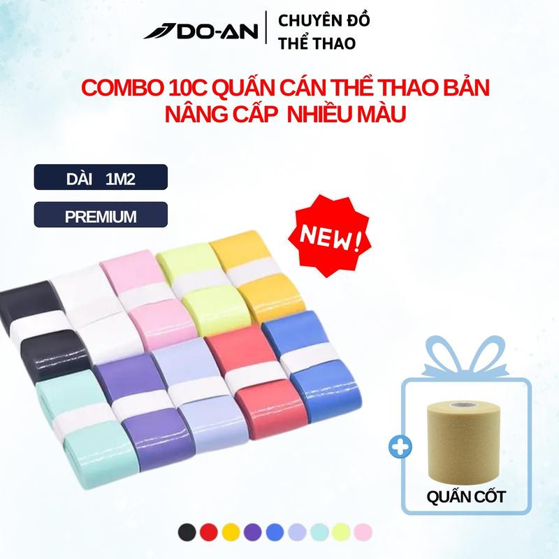 Combo 10 Chiếc Quấn Cán Ướt Bản Nâng Cấp , cuốn cán vợt cầu lông, pickleball thấm hút mồ hôi tặng kèm 1 quấn cốt
