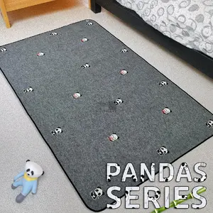 Karpet Minimalis Grey Aesthetic Motif Panda Ukuran 120 X 200 CM
