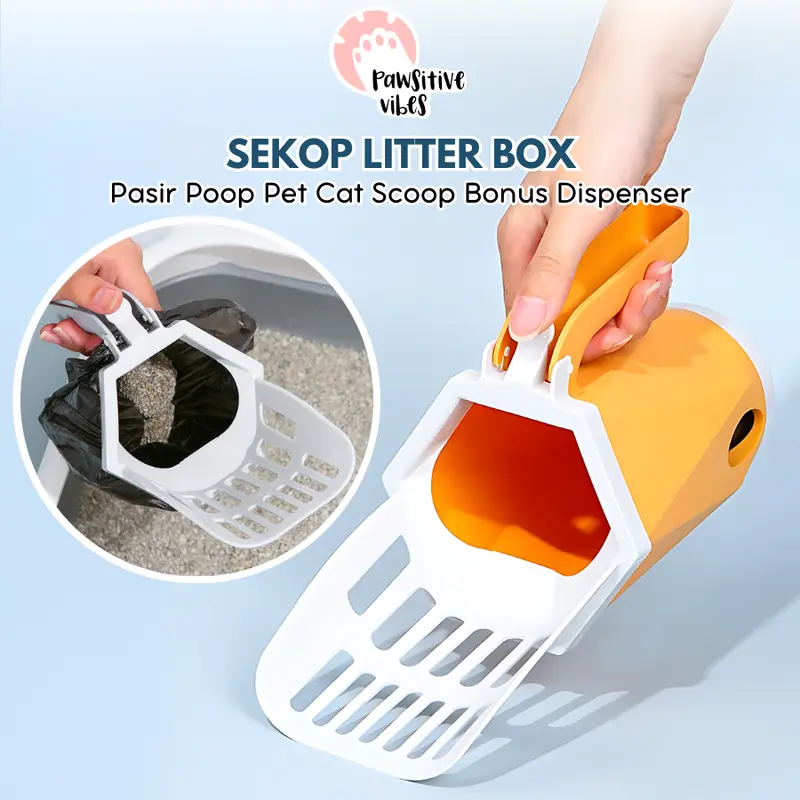 Sekop Litter Box Kucing Serokan Pasir Poop Pet Cat Scoop Bonus Dispenser Kantong Plastik/ Kantong Kantong Kotoran/Sekop Litter Box Kucing Serokan Pasir Poop Pet Cat Scoop Bonus Dispenser Kantong Plastik 0