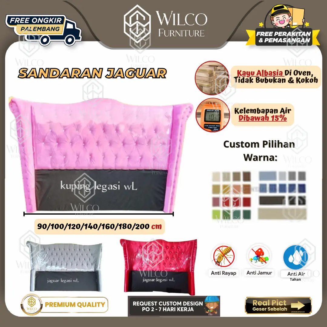 Sandaran Jaguar Classic Abu Costume / Divan Beludru Premium Palembang