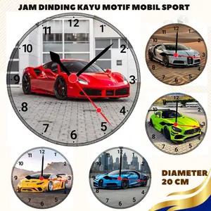 Jam Dinding Kayu Aesthetik Gambar Mobil