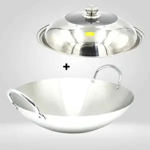 TEBAL!!! Wajan + Tutup Stainless Steel Calypso | Kuali Cekung | Penggorengan Kuali Kitchenware