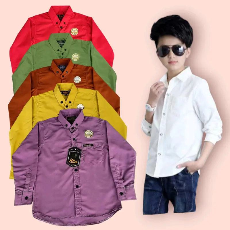 Pakaian anak Baju anak Atasan Kemeja anak lengan panjang Hem anak Kemeja polos Fashion 0