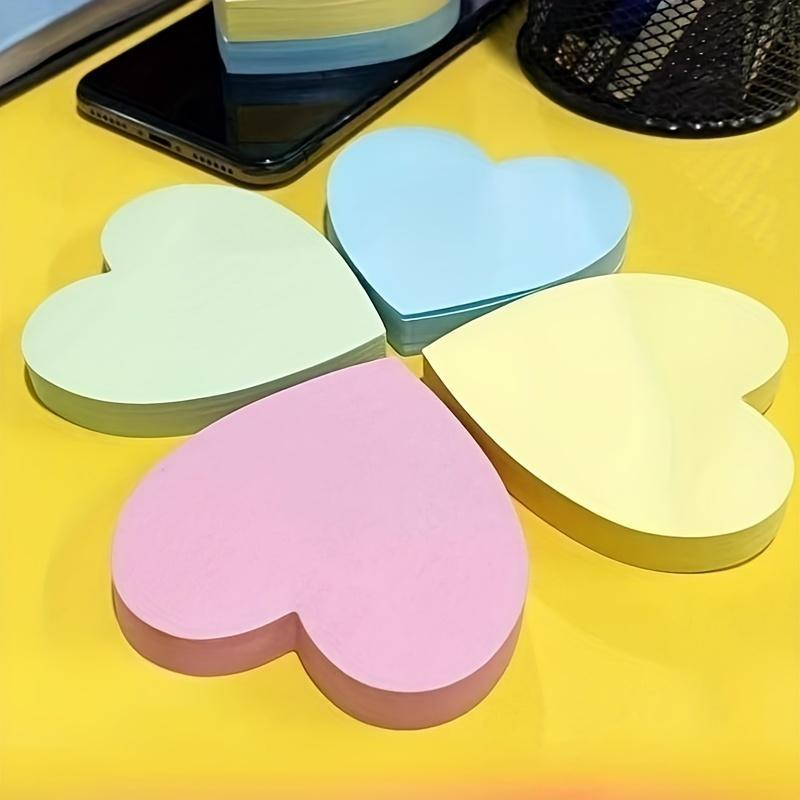 Heart Shaped Sticky Note, 4pcs/set Cute Self-adhesive Removable Post-it Note, Sticky Memo Pad For Office School (100 Sheets/Pad) 0