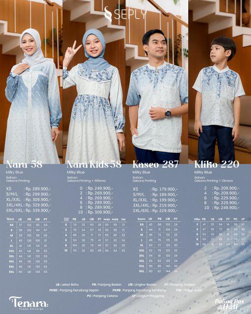 Tenara Milky Blue - Sarimbit Terbaru Seply 2026  Gamis Muslim Keluarga Couple Lebaran Pasangan Dewasa
