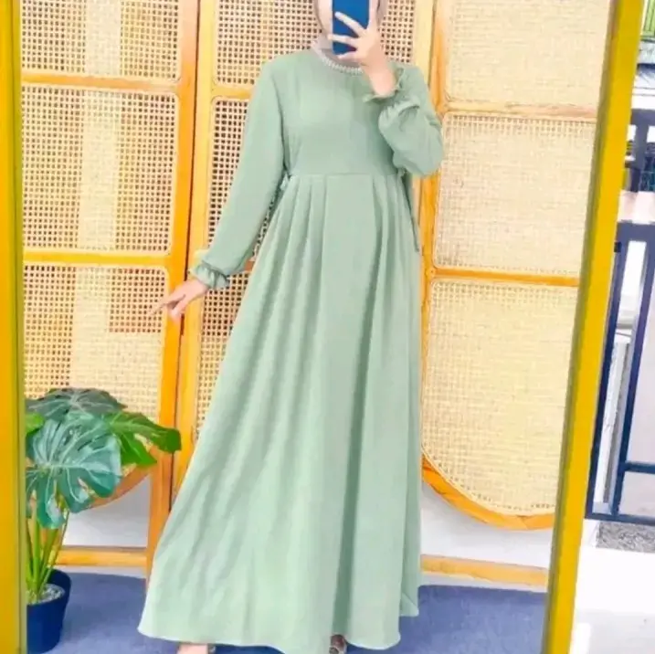 Nikita dress chibi  Kain  Crinkle airflow Tebal   Gamis Wanita Muslim Dewasa Remaja  Kondangan/ Lebaran   Mewah  Panjang 135 cm FREE BROS CANTIK(selama persediaan masih ada)
