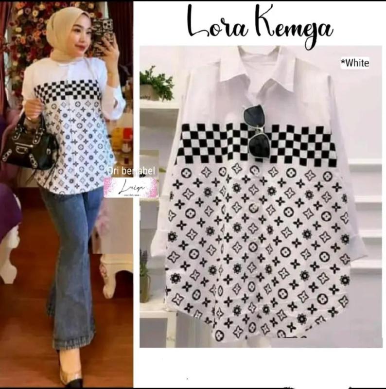 KEMEJA LORA WANITA CASUALKEKINIAN TERBARU BLOUSE KOREAN STYLE PREMIUM ATASAN WANITA KEMEJA MOTIF TRENDY VIRAL OOTD 3
