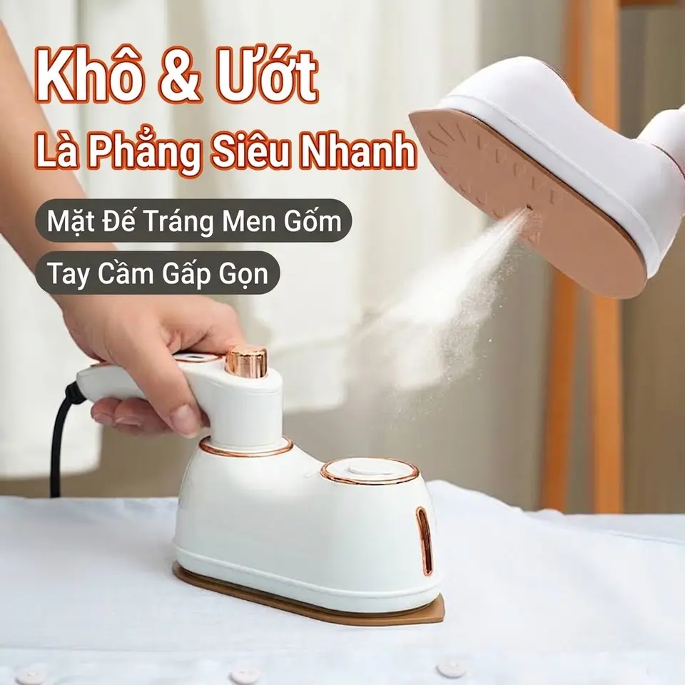 Bàn ủi hơi nước mini cầm tay, gấp gọn – ủi khô & ủi ướt 2 trong 1, tiện lợi khi du lịch