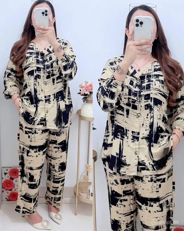 MIBY stelan rayon twil premium - stelan wanita - stelan panjang - Baju Celana Setelan 1