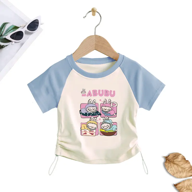 Kaos Anak Perempuan Labubu Model Pendek I - Baju Anak Perempuan Berbahan Katun Fashion 1