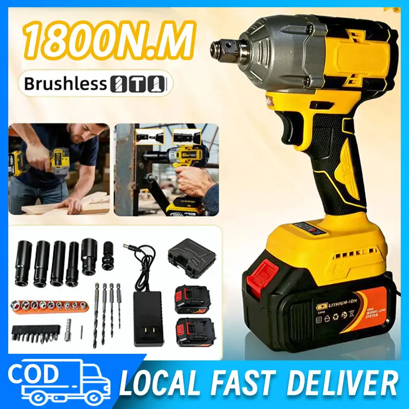 Cordless Impact Wrench 598V Brushless Bor impact baterai wrench lmpact Driver Wrench Drill original Torsi inch Ekonomis Mesin Pembuka Baut Roda Ban Mobil