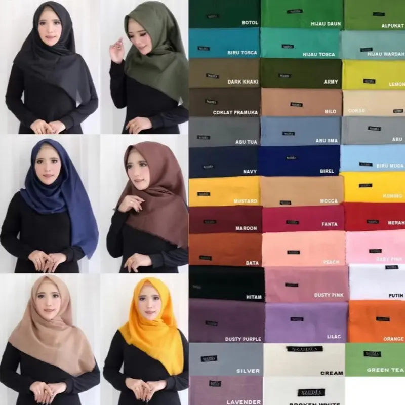Jilbab Saudia Rawis / Hijab Segi Empat Saudia Rawis Ukuran 110 cm X 110 cm natasa hijab square Katun Kerudung Muslim