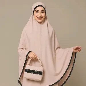 Mukena dewasa parasut Korea traveling renda jiper Atasan Bawahan Katun