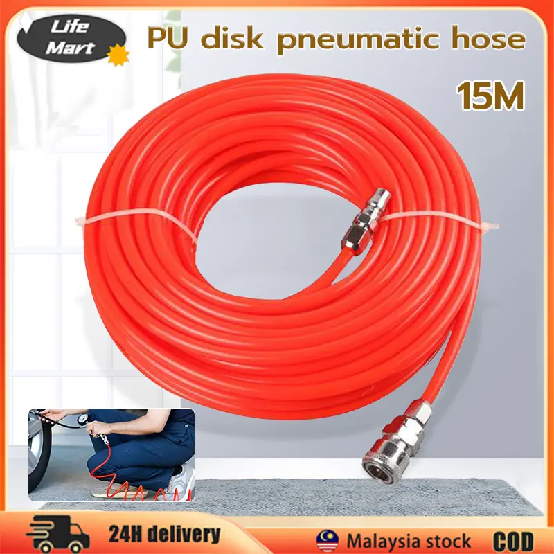 15M Pneumatic Hose Air Compressor Hose with Connector PU Air Hose Pu Tubing Compressor Hose 8x5mm High Pressure Air Pipe Hardware Tool
