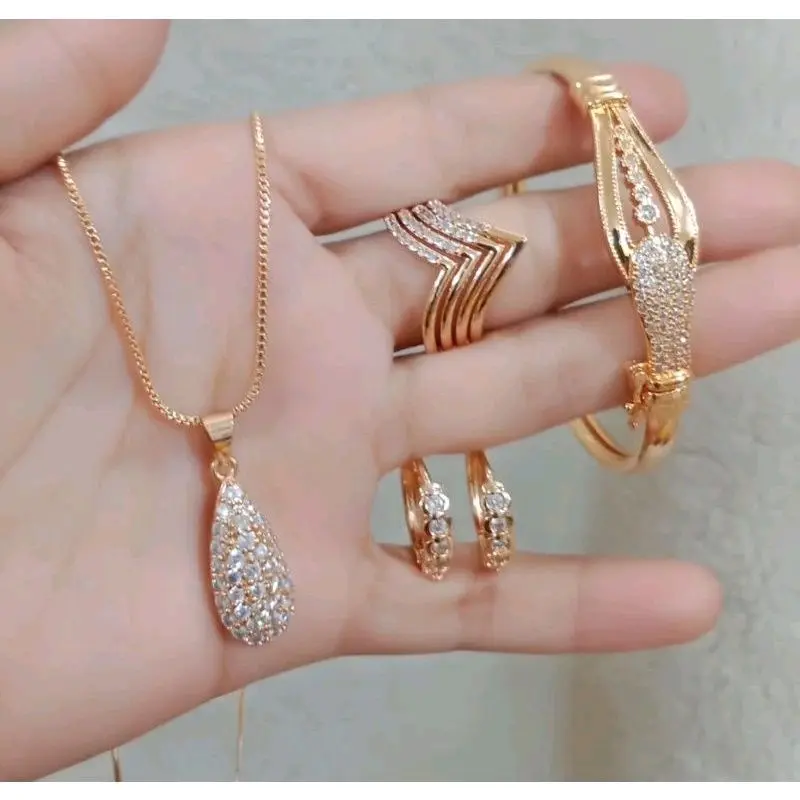 set perhiyasan E.m.a.s asli free surat pembelian kalung gelang anting cincin