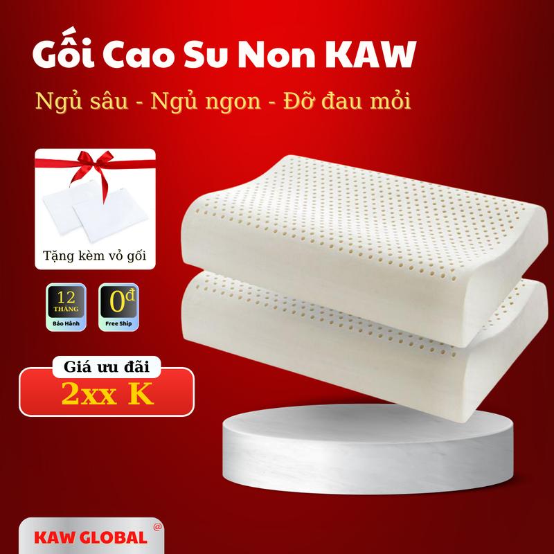 KAW Gối Cao Su Non Công Thái Học Size 30x50/40x60 Thiết Kế Lượn Sóng Chống Đau Mỏi Vai Gáy Chống Ngáy Hỗ Trợ Giấc Ngủ Cao Su Tự Nhiên An Toàn