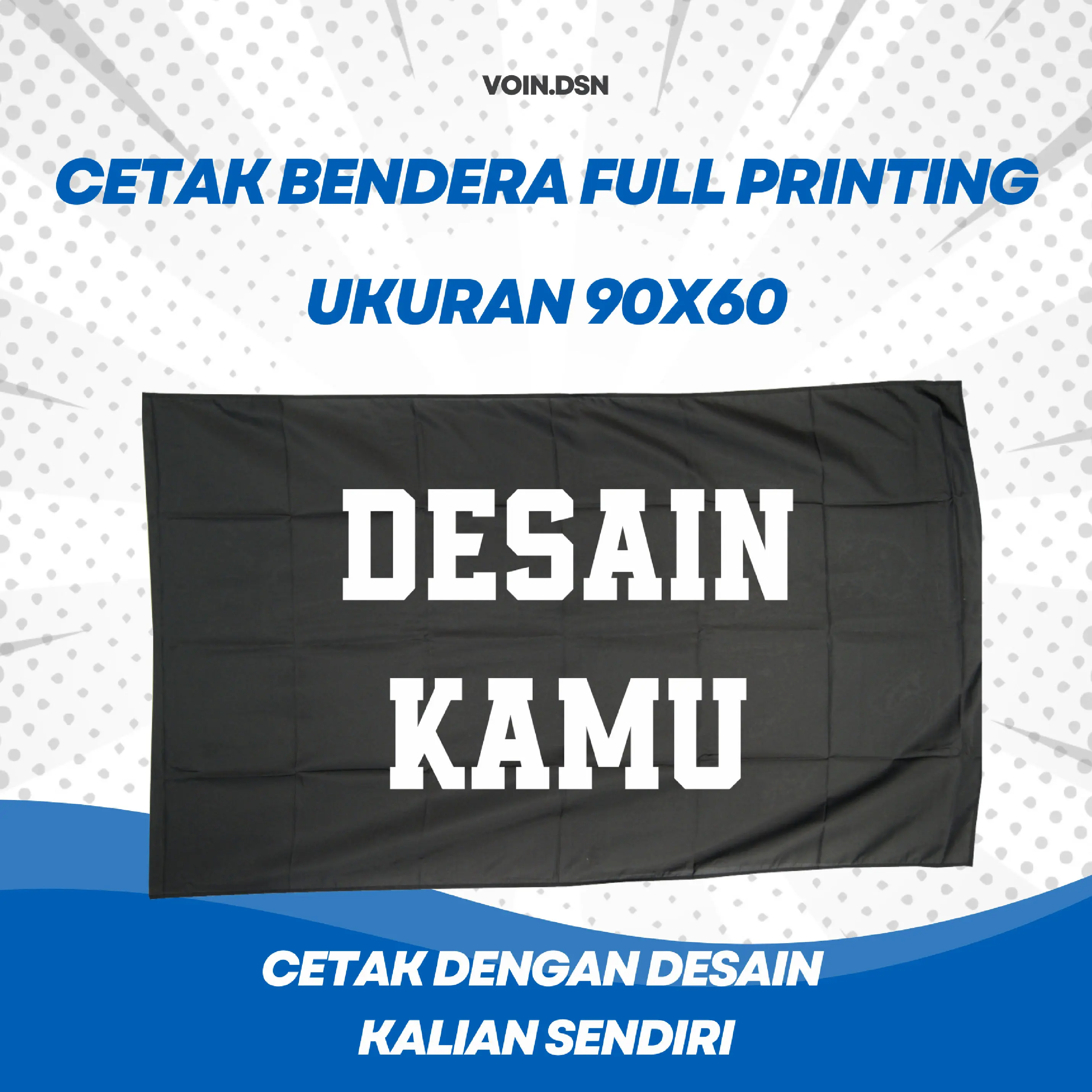 custome bendera/flag termurah ukuran 90x60 cm dengan kualitas terbaik diharga nya Blue