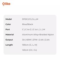 Gambar Olike D112 Data Cable Fast Charging Micro Type C Lightning D112M D112C D112L - Type C dari Starcomp Semarang Kota Semarang 5 Tokopedia