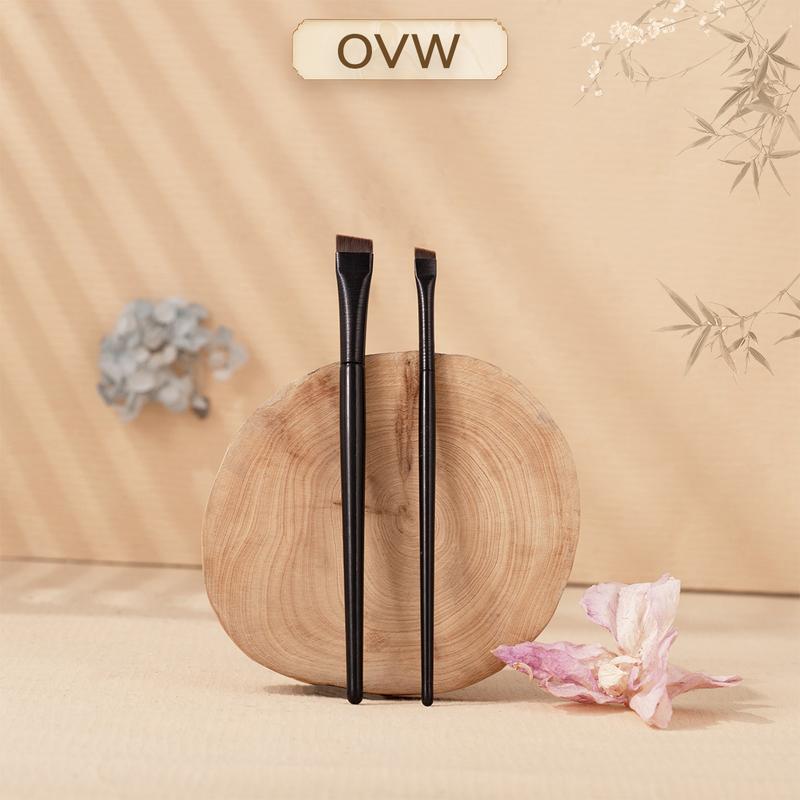 Bộ 2 miếng, OVW Bộ Cọ Trang Điểm, Cọ Kẻ Mắt Vát, Cọ Lông Mày Vát, Tay Cầm Màu Đen, HS0102