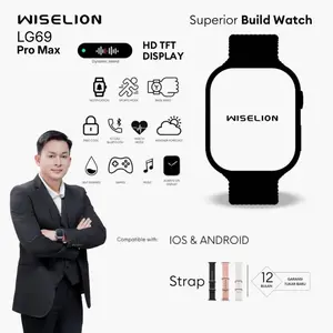 WISELION Smartwatch Bluetooth LG69 ProMax | Layar Sentuh HD 2.1 inci | Pelacak Detak Jantung & Tidur | Multi-Sport Modes & Baterai Tahan Lama - Jam