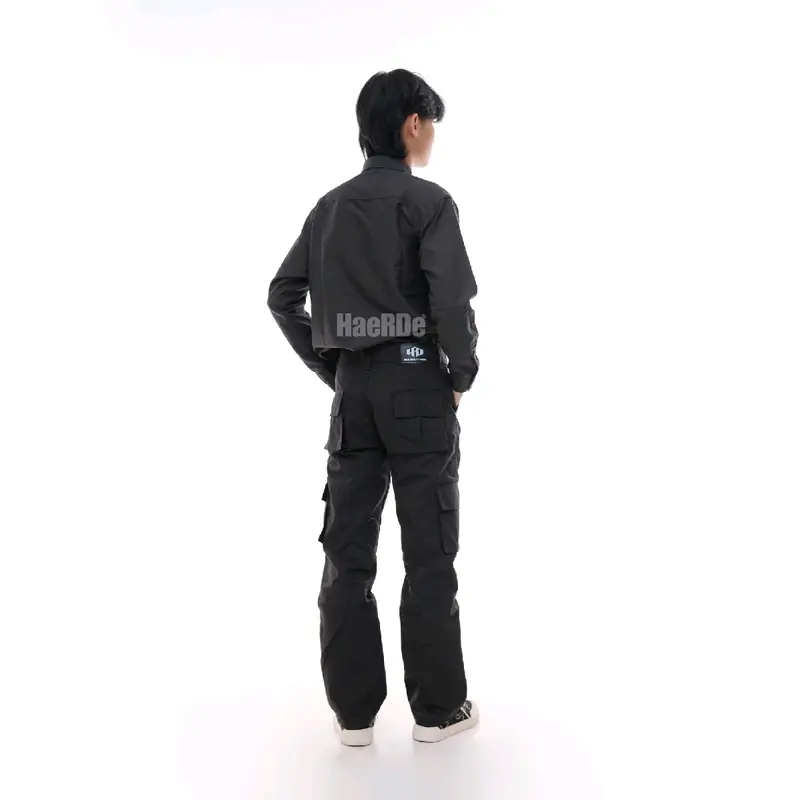 Celana Cargo Gombrong Panjang Pria Standar Reguler Loose Fit Celana Panjang Kargo Kimpul Hitam Army Abu Mocca Cream  Nyaman Straight 3