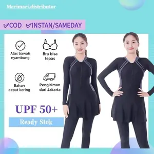 39080 Baju renang / dewasa hijab muslimah muslim lengan panjang celana  polos nyambung murah antiuv 39050 -01