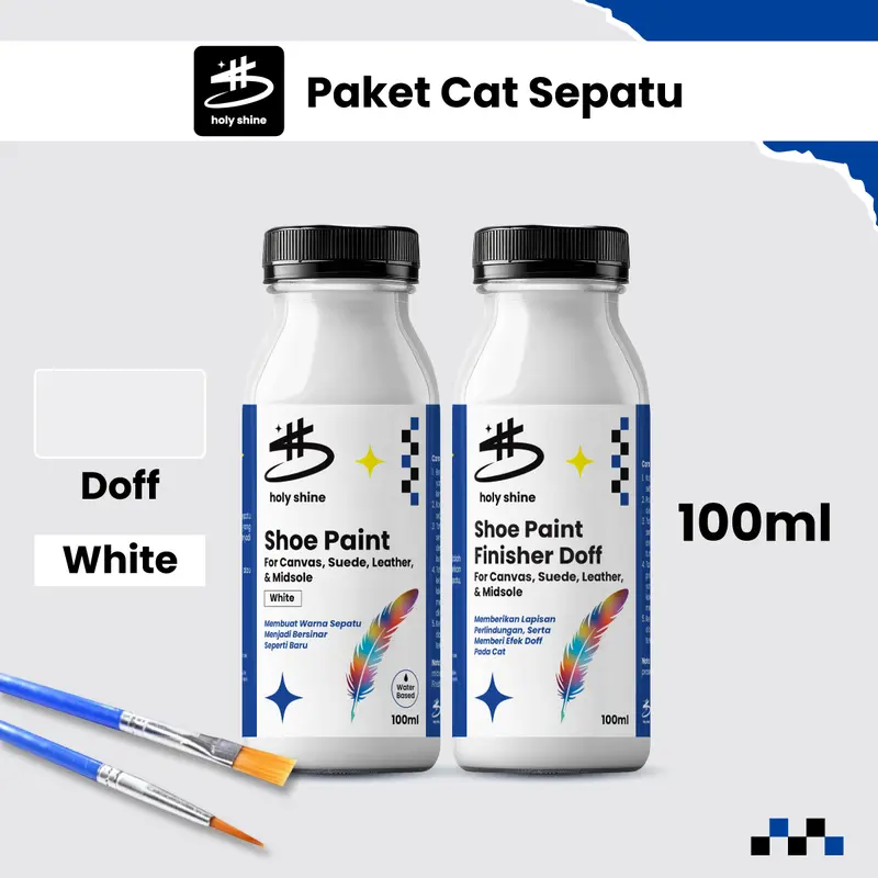 Holy Shine Paket Repaint Cat Sepatu / Shoe Paint  Dan Finisher Glossy / Doff 100ml 4