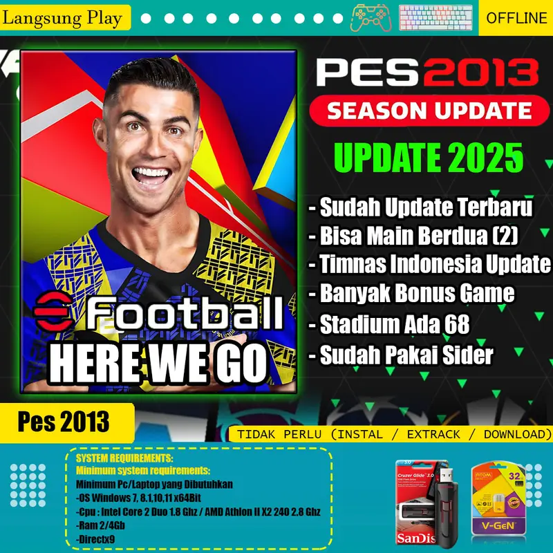 Flashdisk Game PES 2013 Otg Storage PC Season 2025 - Pro Evolution Soccer 2013, Terbaru dan Banyak Bonus 0