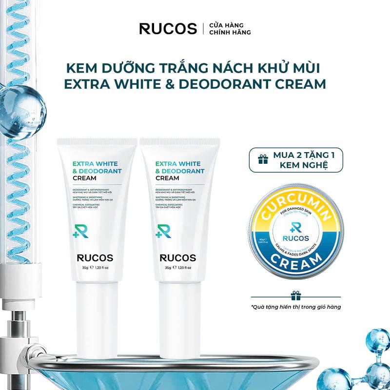 Mua 2 tặng 1 Kem nghệ Kem dưỡng trắng nách + khử mùi Extra White & Deodorant Cream 35g - Rucos