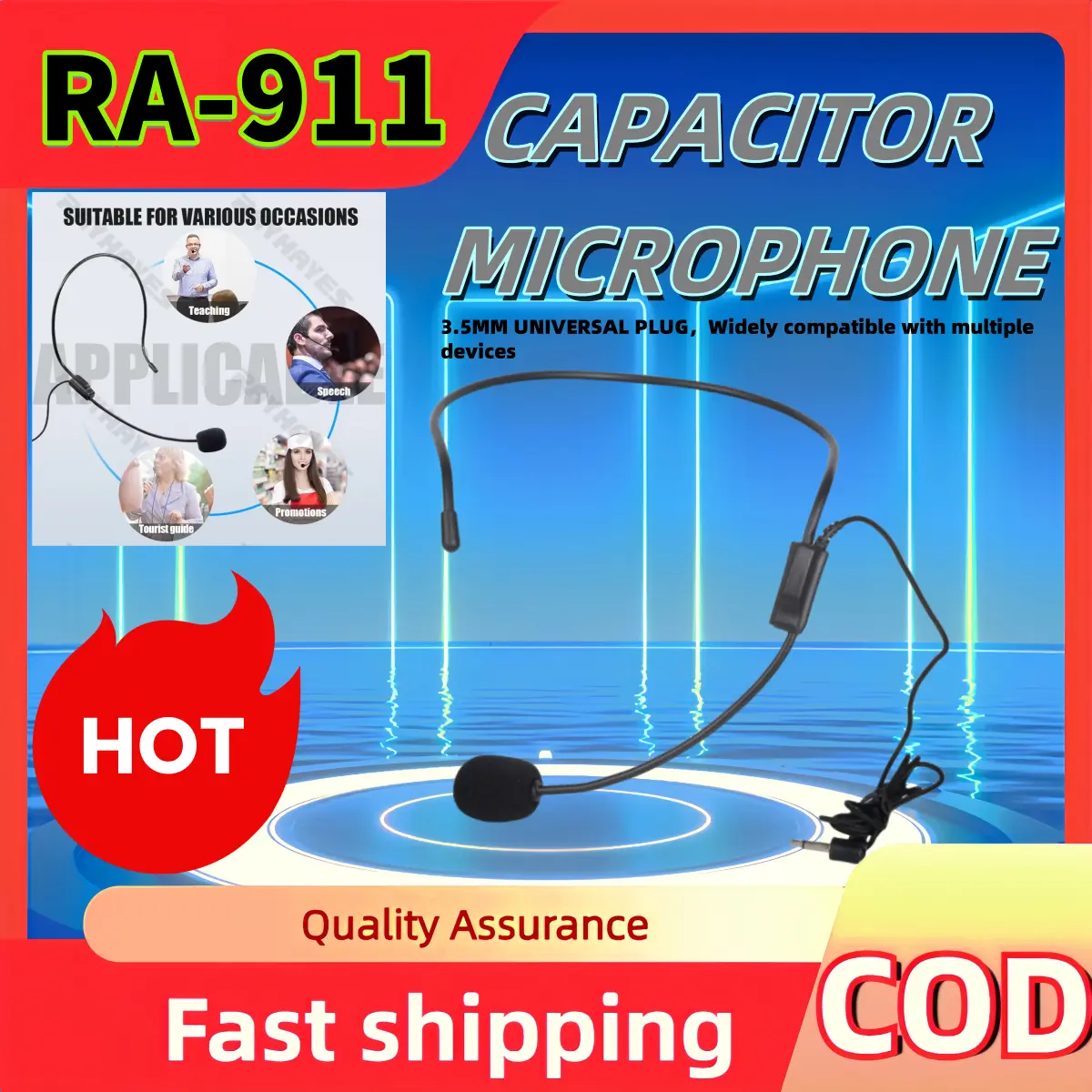 Mic Headmounted Condenser Microphone Select Material Durable Cable Plug And Play Mini Microphone For Conferences
