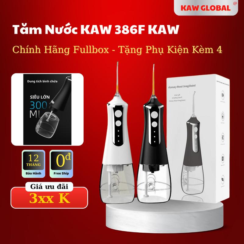 KAW Máy Tăm Nước Chính Hãng Fullbox Tặng Phụ Kiện Kèm 4 Đầu Tăm - Cho Mọi Loại Răng Nam Nữ