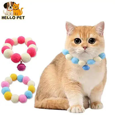 PetStern Pet Cat Collar Fur Ball Collar Cat Plush Ball High Elastic Collar Dog Cat Collar