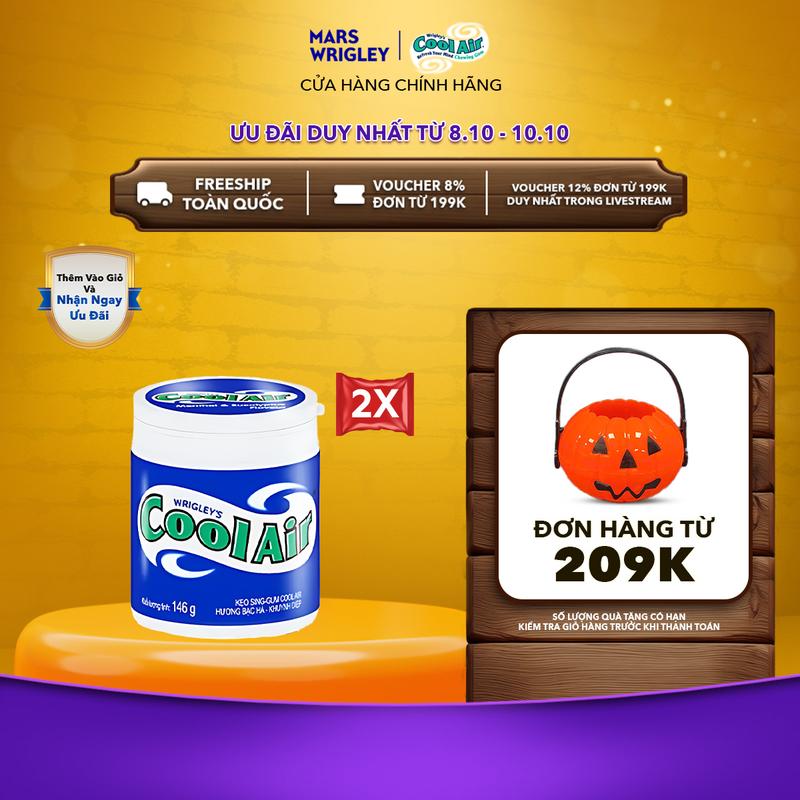 Combo 2 hũ kẹo Sing-gum Cool Air hương bạc hà - khuynh diệp hũ 90 viên