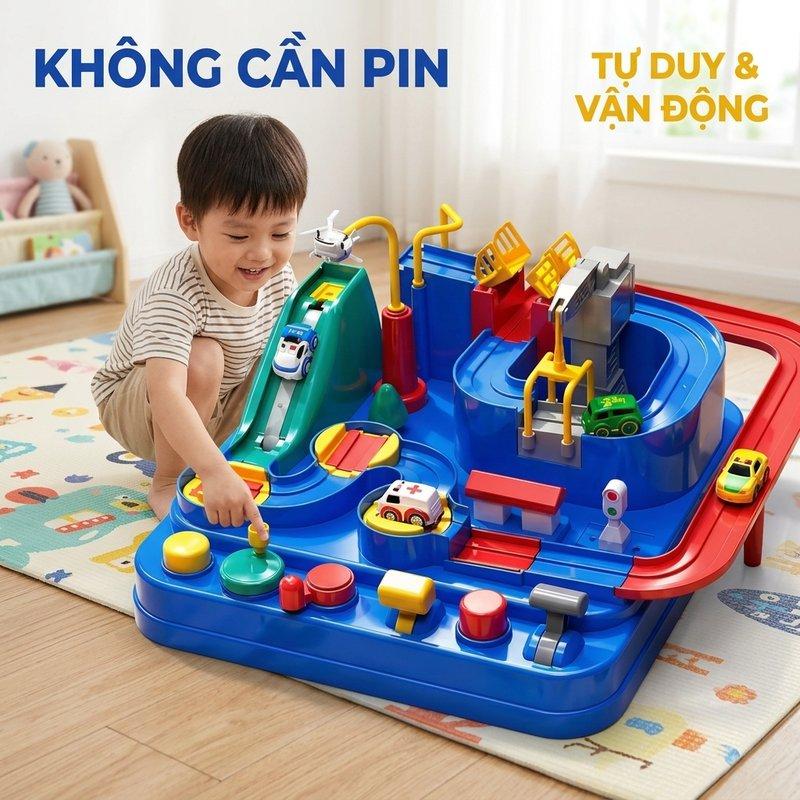 Bộ Đồ Chơi Đường Đua Xe Ô Tô Thành Phố Trượt Trọng Lực Không Cần Pin Puzzle Tư Duy Logic Chơi Nhóm Tương Tác ABS Cho Bé 3 6 Tuổi 9 Đường Đua Vượt Chướng Ngại Vật 3 Xe