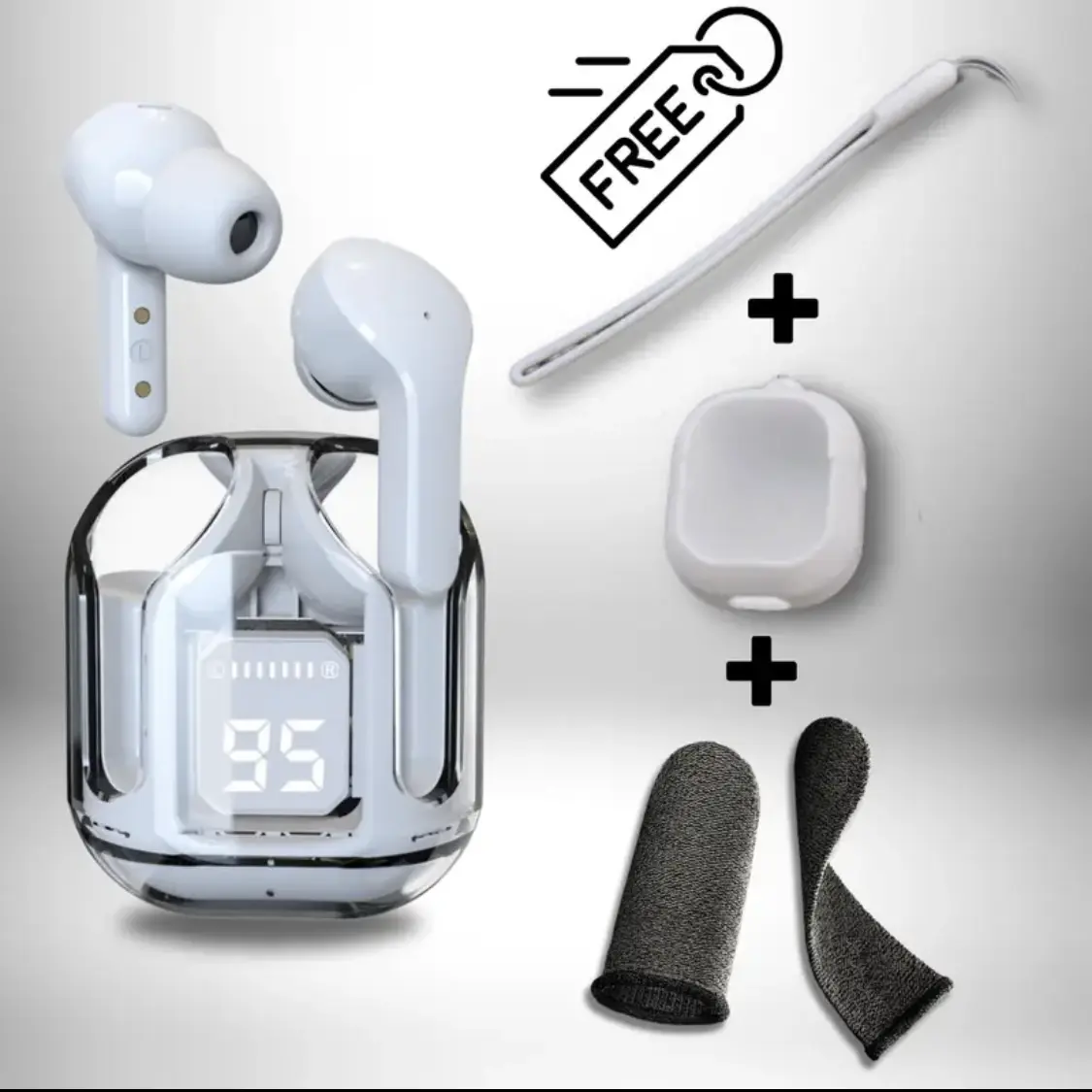 H4 TWS Earbuds (3 Freebies: Silicon Case+Lanyard+Game Sleeve) 6 Colors Transparent Body Earphone,Bluetooth Wireless Earphones with Digital Display,Noise Cancelling Headset