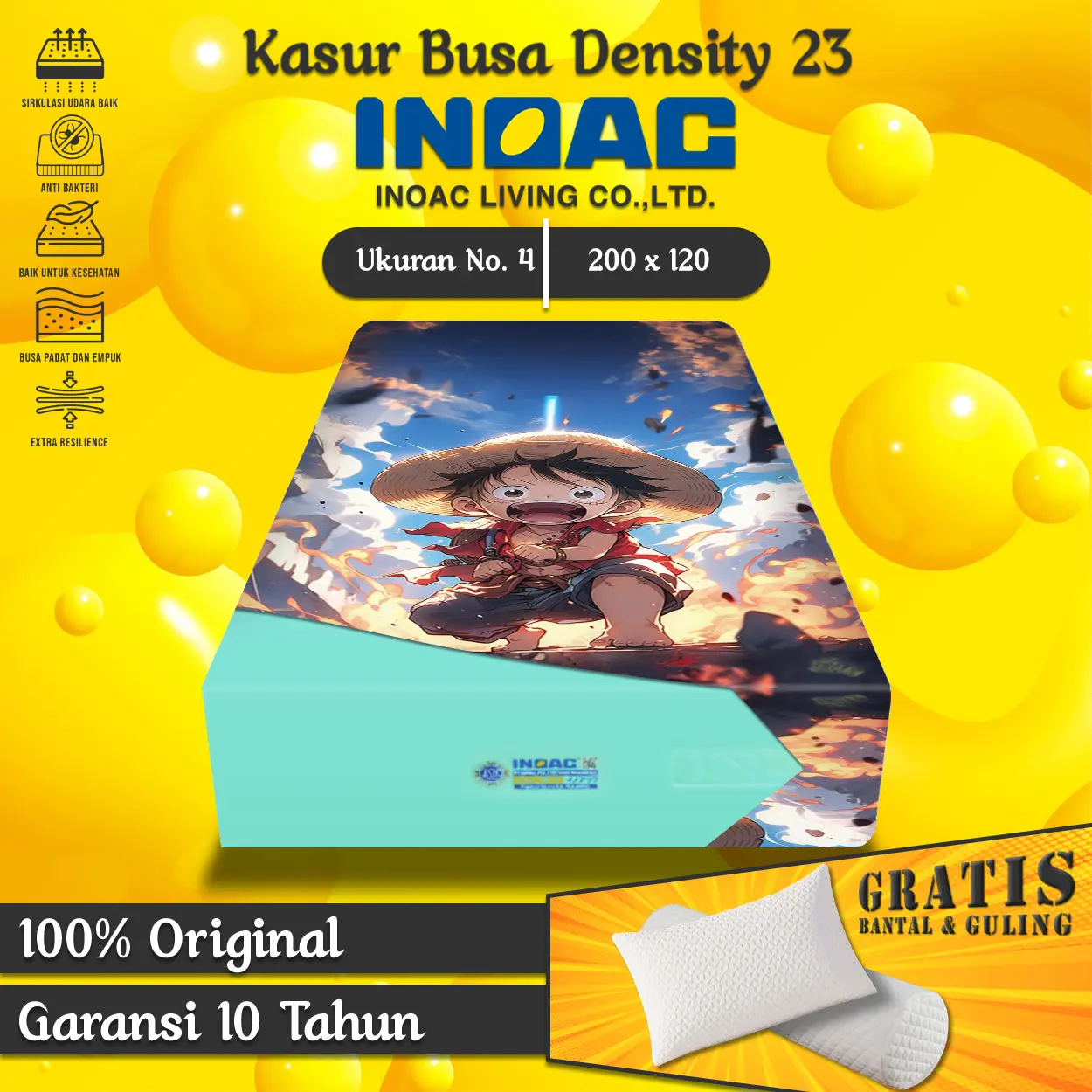 Kasur Busa No. 4 INOAC EON Density 23 ukuran 200x120 cm Garansi 10 Tahun