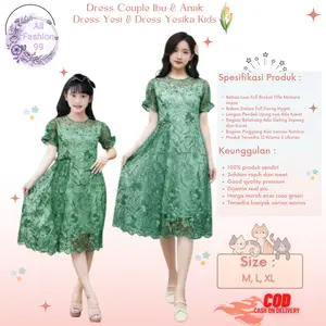 Alf-Dress  Bisa Couple Ibu Dan Anak Perempuan Model Terbaru/Dress Yesi 3 Size M-L-XL & Dress Yesika Kids 3 Size ( 7-14 Tahun ) Dress Pesta Ibu dan Anak-Couple Gaun