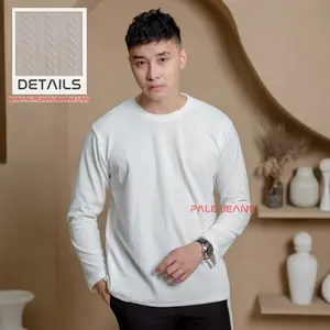 Kaos Lengan Panjang Knit Motif Pria / T shirt Long Sleeve Kniting Fabric / Baju Tangan Panjang.