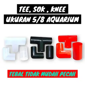KENI Sambungan Pipa Merah L T I KENI Pipa Merah Ukuran 5/8 Knee Tee Sok Cocok Untuk Aquascape Bertema Water Fall Dan Filter Dasar Undergravel Filter