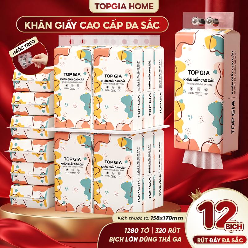 [COMBO 12 GÓI - SIZE XL] Giấy Vệ Sinh Treo Tường Top Gia 1280 Tờ 4 Lớp Khăn Giấy Cao Cấp Tiện Lợi thùng  giấy  topgia toilet  paper  bathroom giấy  topgia