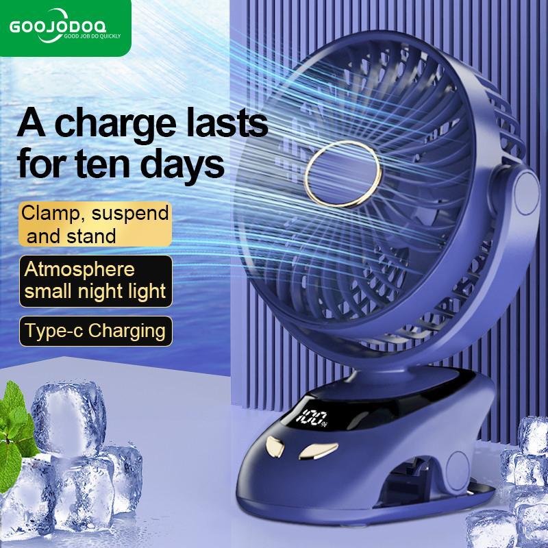 Quạt Mini, GOOJODOQ × Hangkat, Dung Lượng Pin 3000mAh, Quạt USB, Cầm Tay, Có Thể Gập Lại 5 Tốc Độ, Màn Hình Kỹ Thuật Số LED, Nguồn Điện, Thiết Kế Dễ Thương, Thích Hợp Để Bàn Làm Việc