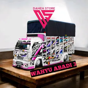 Miniatur Truk Oleng Wahyu Abadi 3 dengan Lampu LED dan Terpal Gratis
