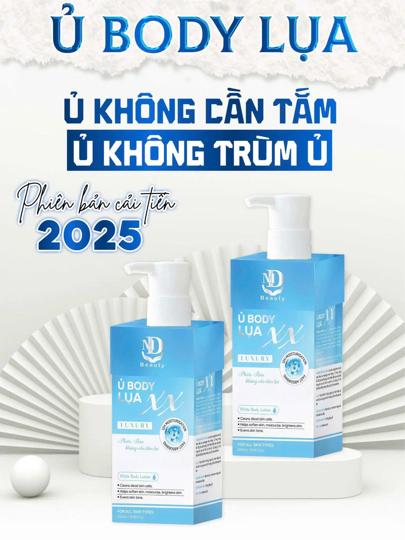Kem Ủ Trắng Khô- Ủ Body Lụa Luxury 250ml Không Cần Tắm Lại Công Nghệ Ủ Khô